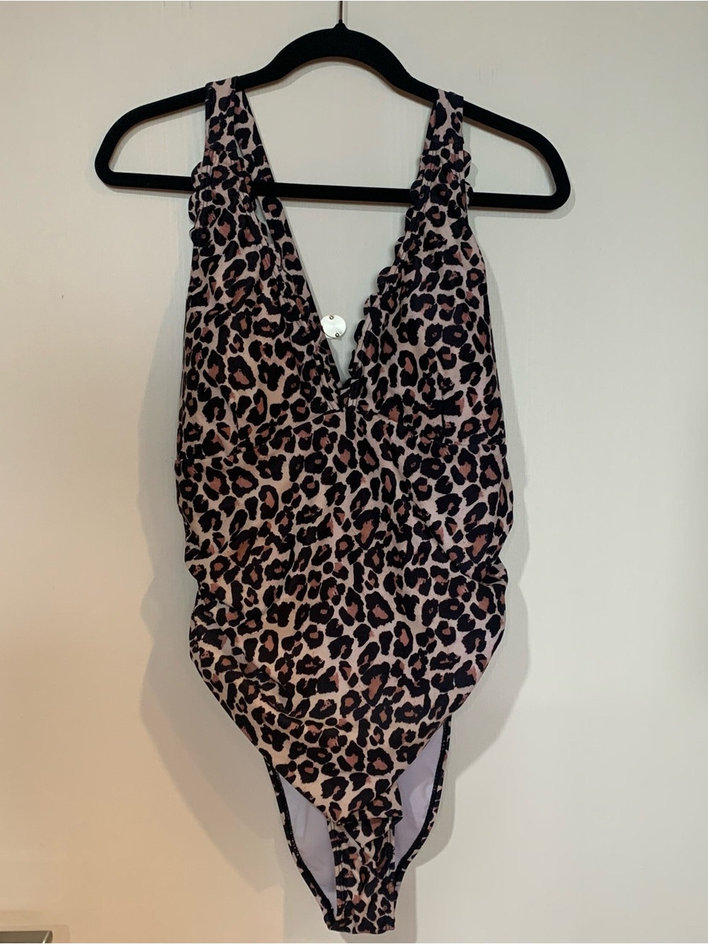 AIMAGE NWT 2XL Leopard Print One-Piece Lined Swimsuit w Back Ties.